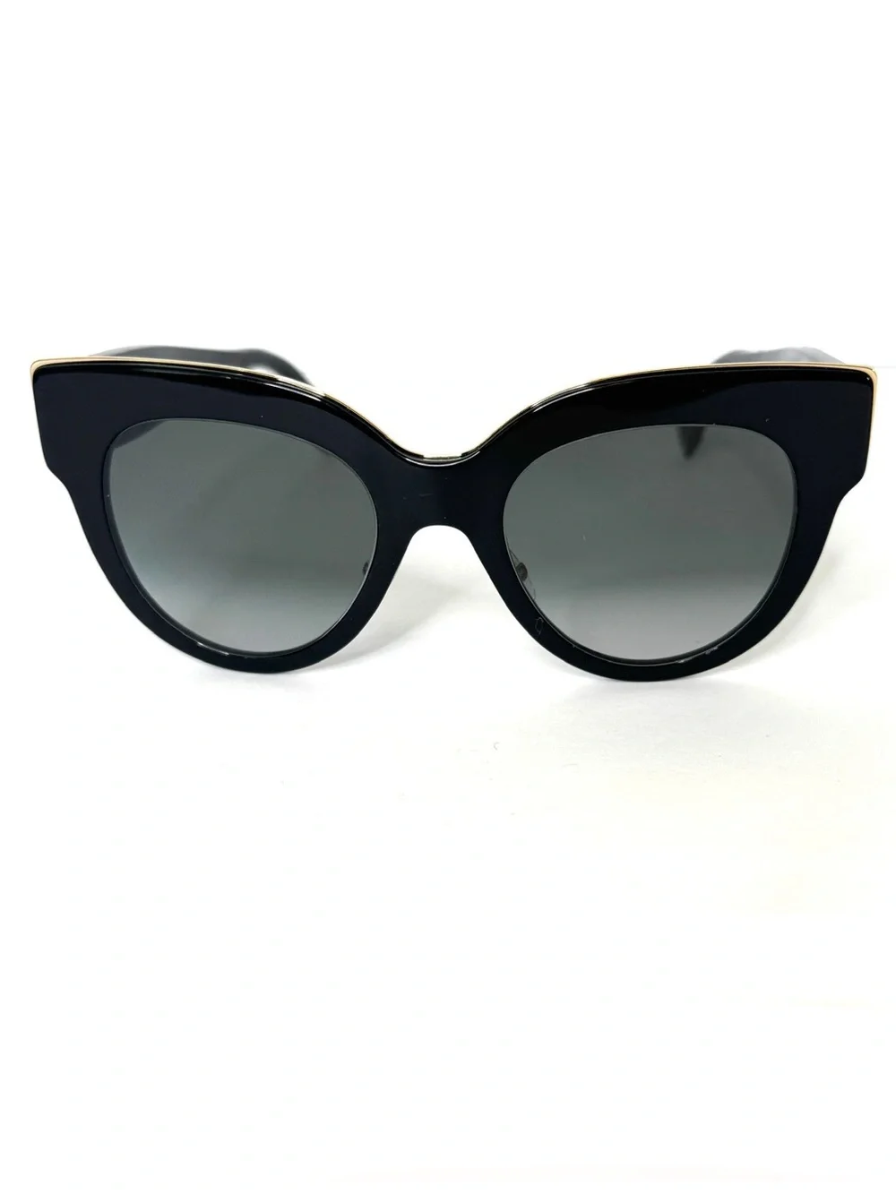 FENDI Sunglasses FF0360/G/S Oversized Cat Eye Black Gradient Gold Tone Accent